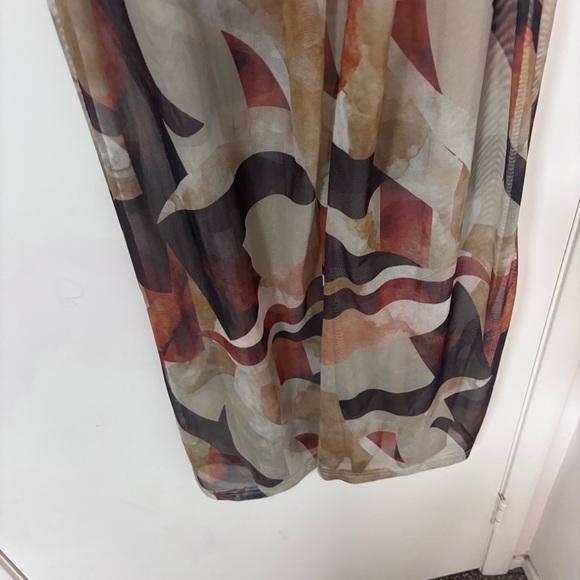 PrettyLittleThing Chocolate Abstract print wide leg mesh pants size 0 - Picture 9 of 10